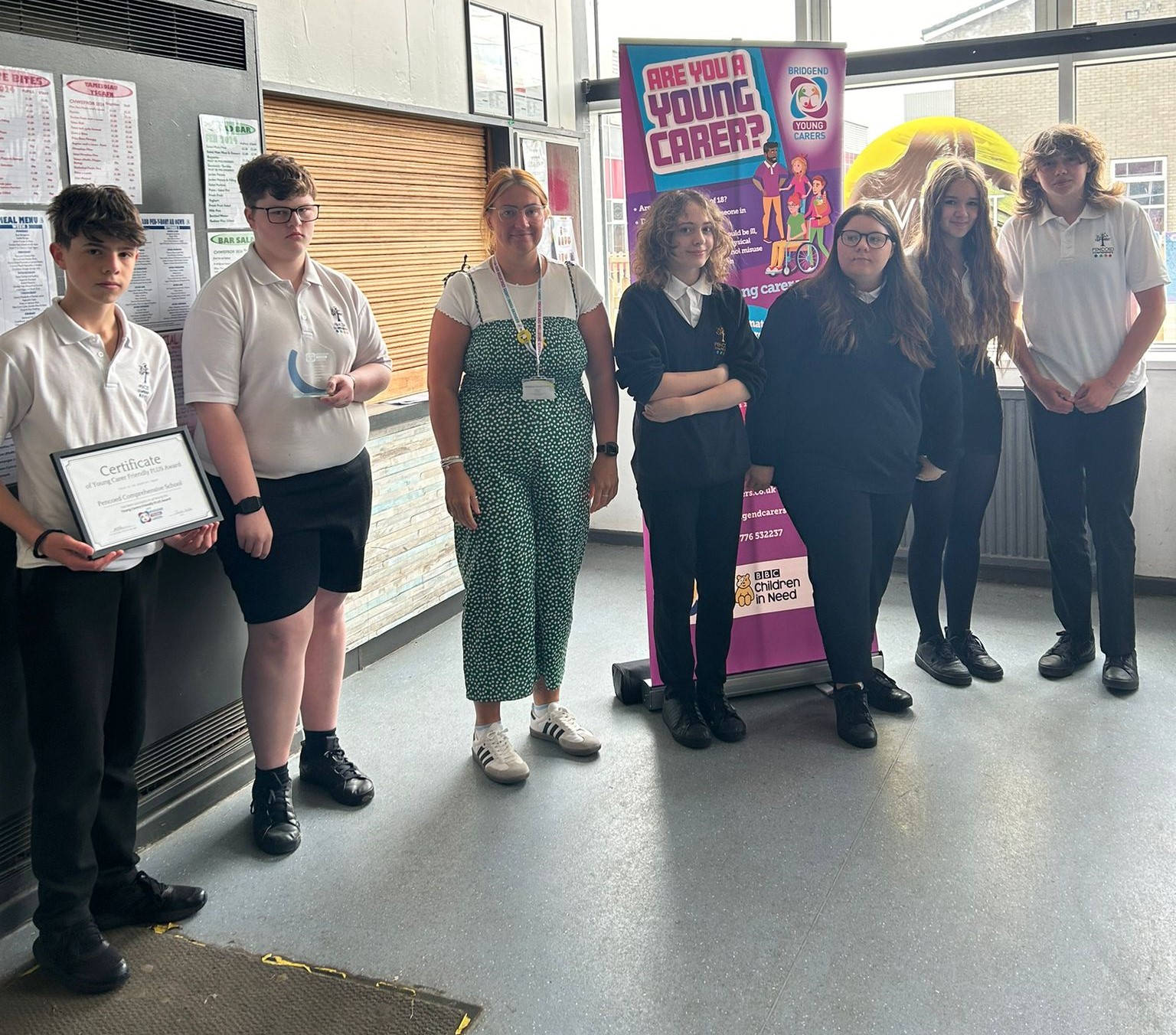 Members of the Pencoed Young Carers’ Group and the Young Carers in Schools Plus Award.